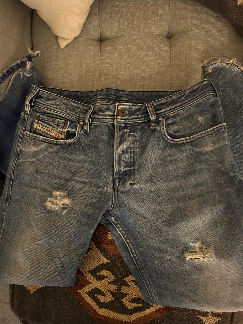 Men's, Bootcut, Vintage, Diesel Zathan, Classic, Distressed, Blue Denim.32 X 30